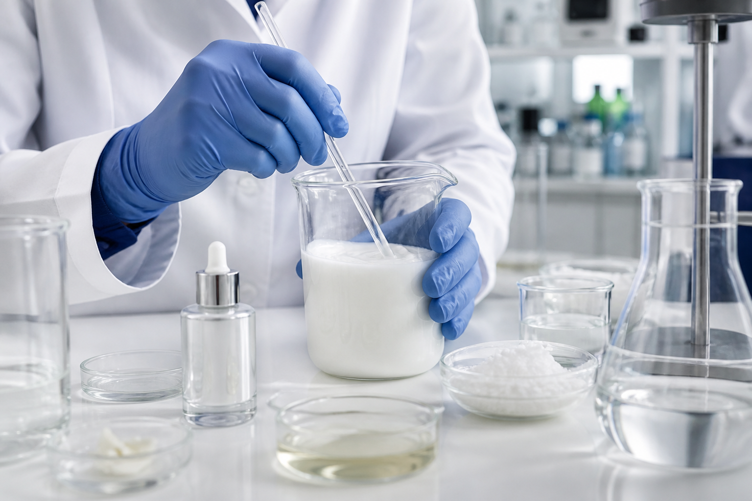 Cosmetic formula development in laboratory